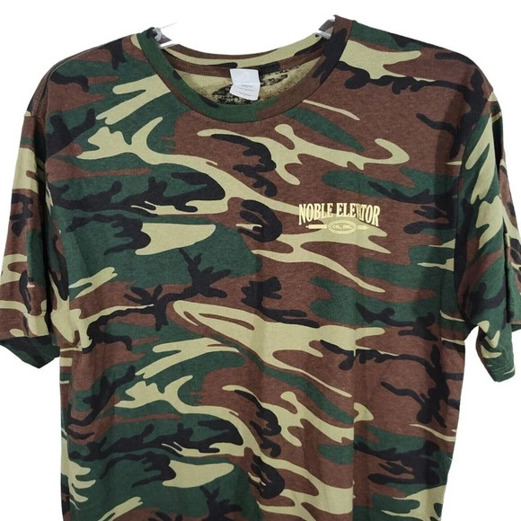 Code V Green Brown Camo T-Shirt Men Size L Noble Elevator Support Our Troops - Picture 1 of 8
